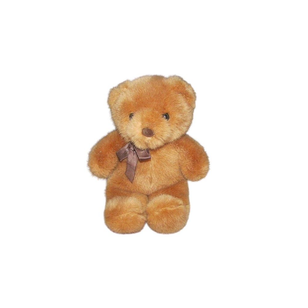 American Wego Teddy Bear plush 7334 10.5-11" rust orange brown color brown bow‎